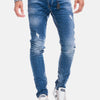 Slim blue denim with metal detail