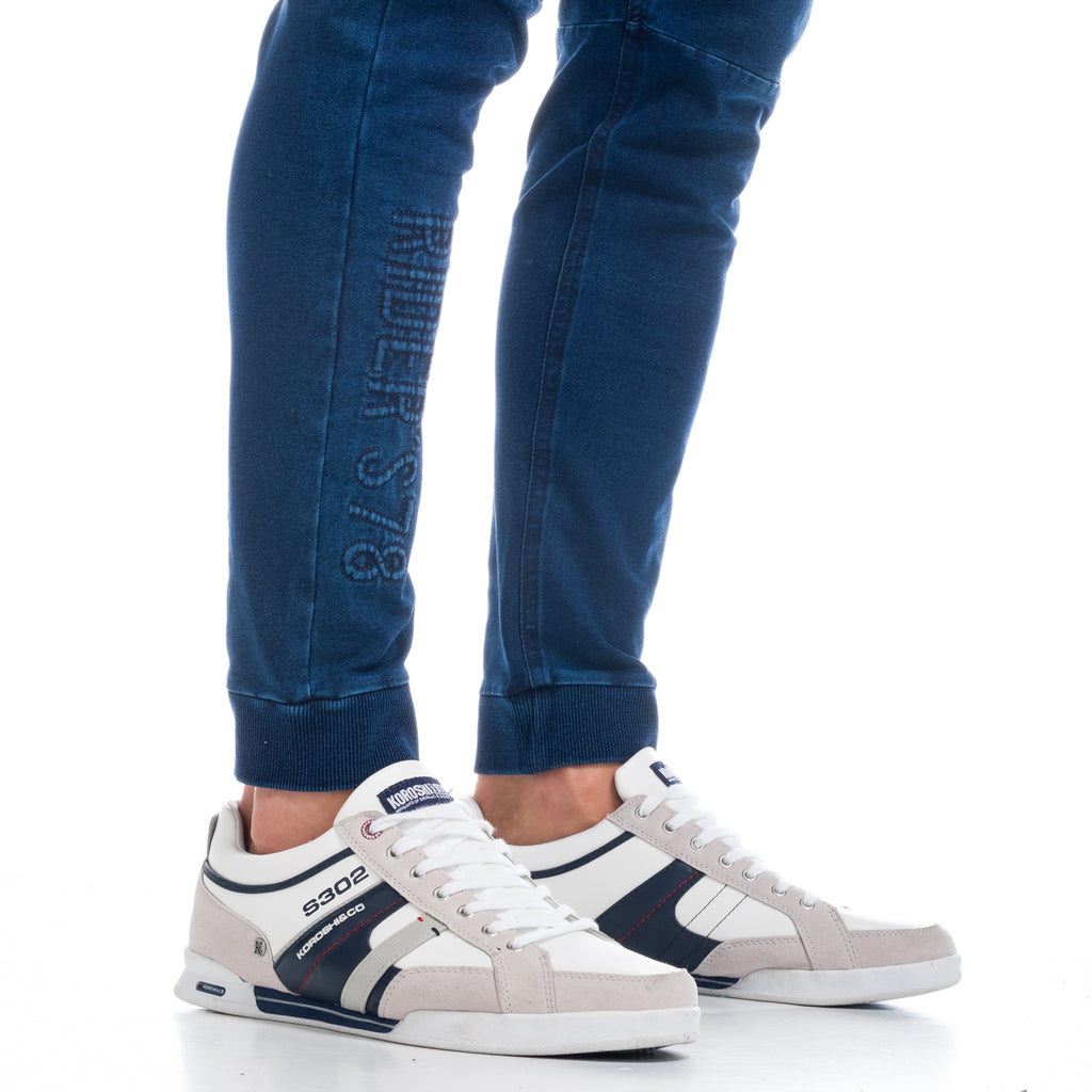 Elastic denim jogging pants