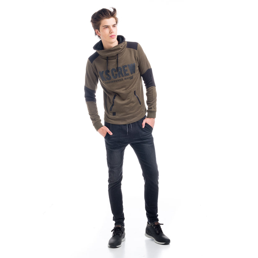Elastic denim jogging pants