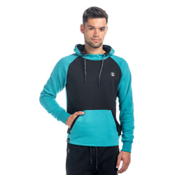 Felpa con cappuccio raglan combinata da uomo blu scuro - Koroshi 1821SU22