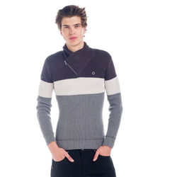 Black men's tuxedo collar knitted sweater with zipper - Koroshi 1821TR07