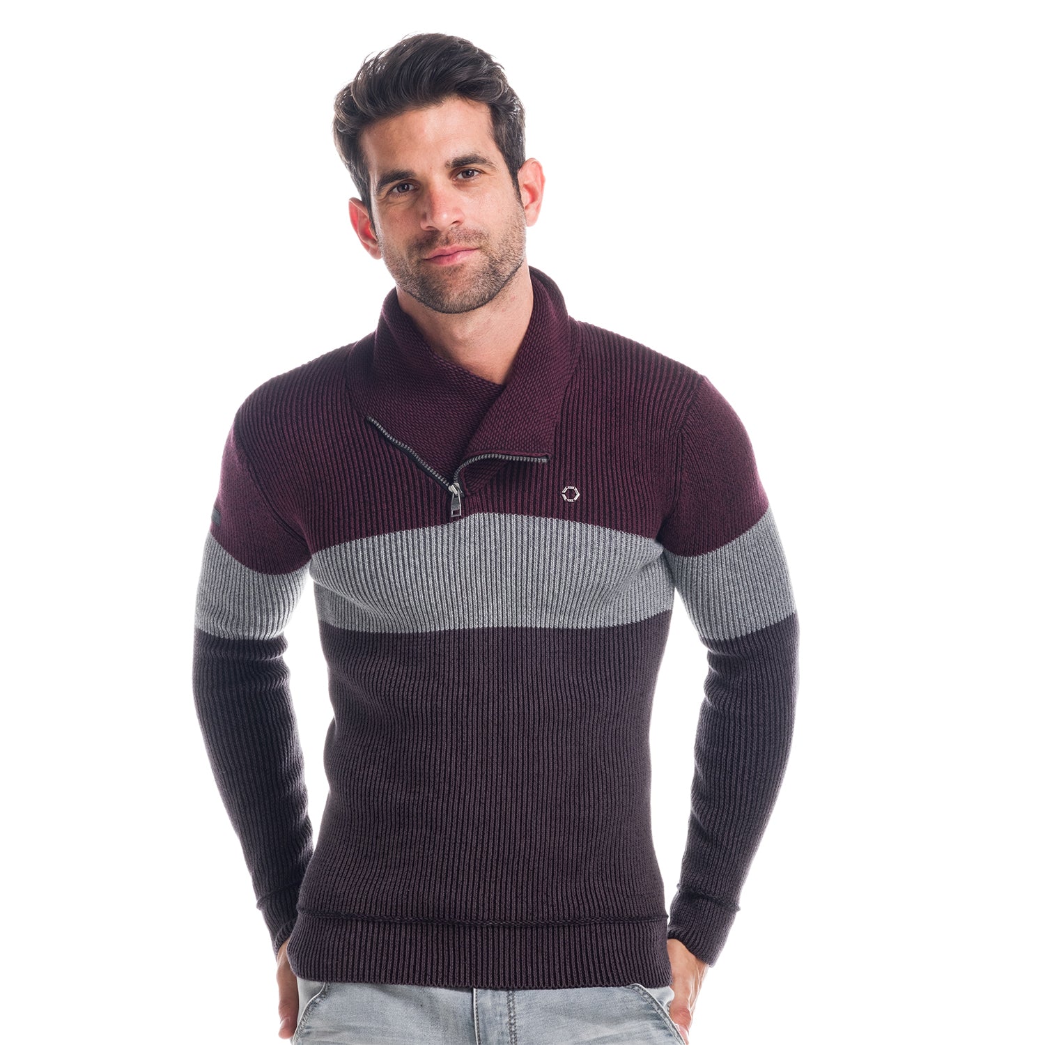 Pull en maille col smoking