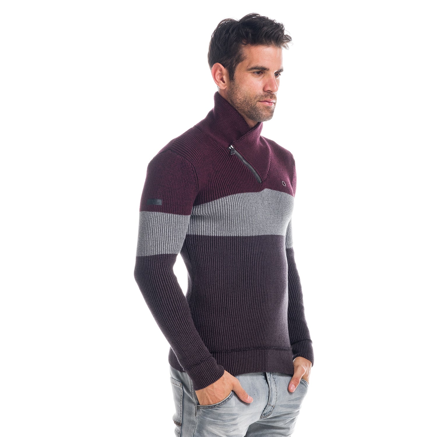 Pull en maille col smoking