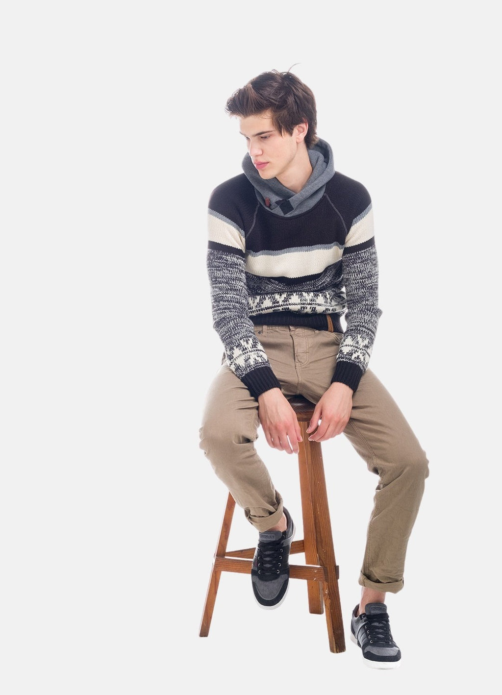 Jersey de punto rayas cuello smoking