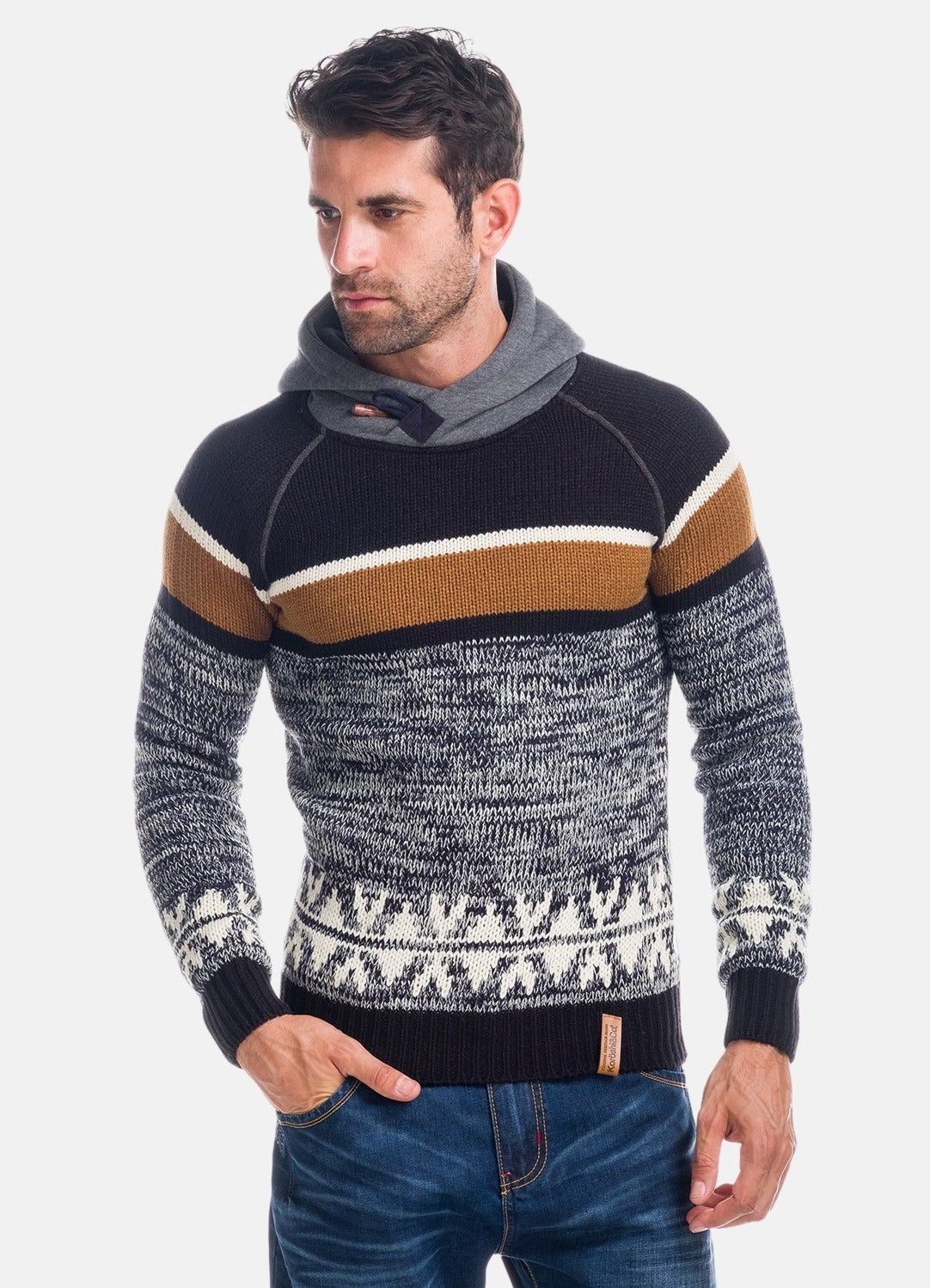 Pull en maille rayée à col smoking