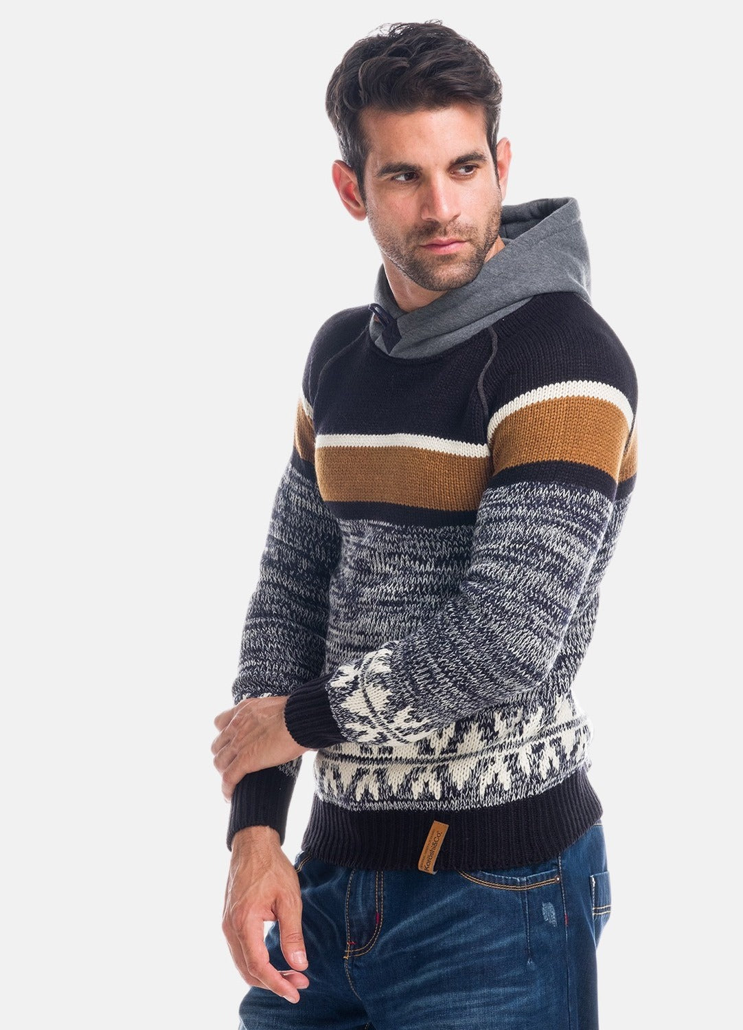 Pull en maille rayée à col smoking