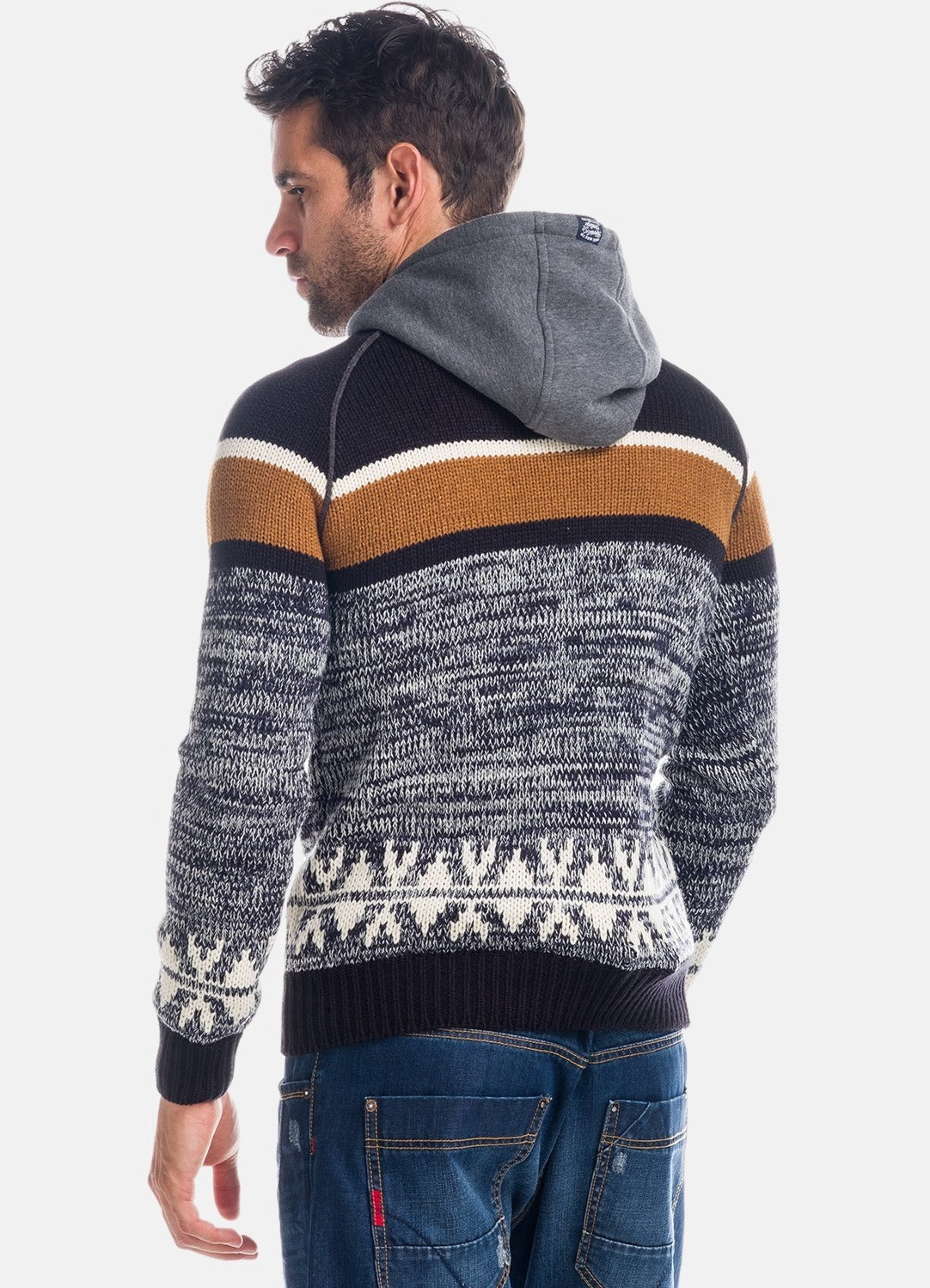 Pull en maille rayée à col smoking