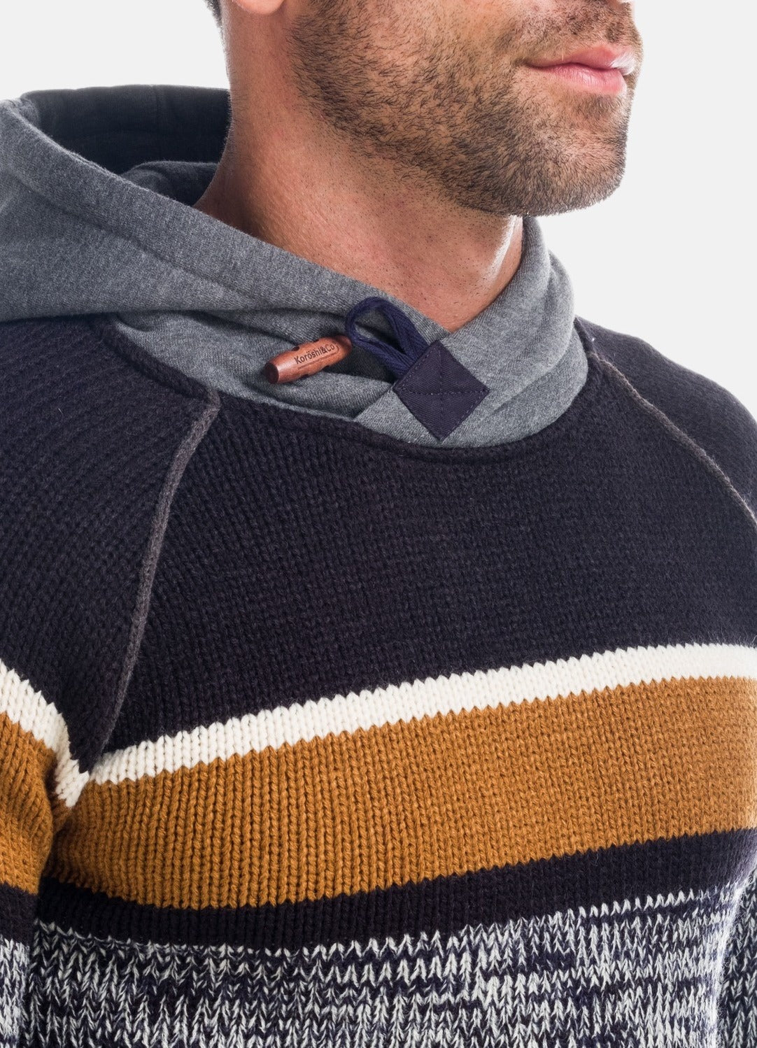 Pull en maille rayée à col smoking