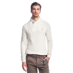 Ecru men's tuxedo collar knit sweater - Koroshi 1821TR21