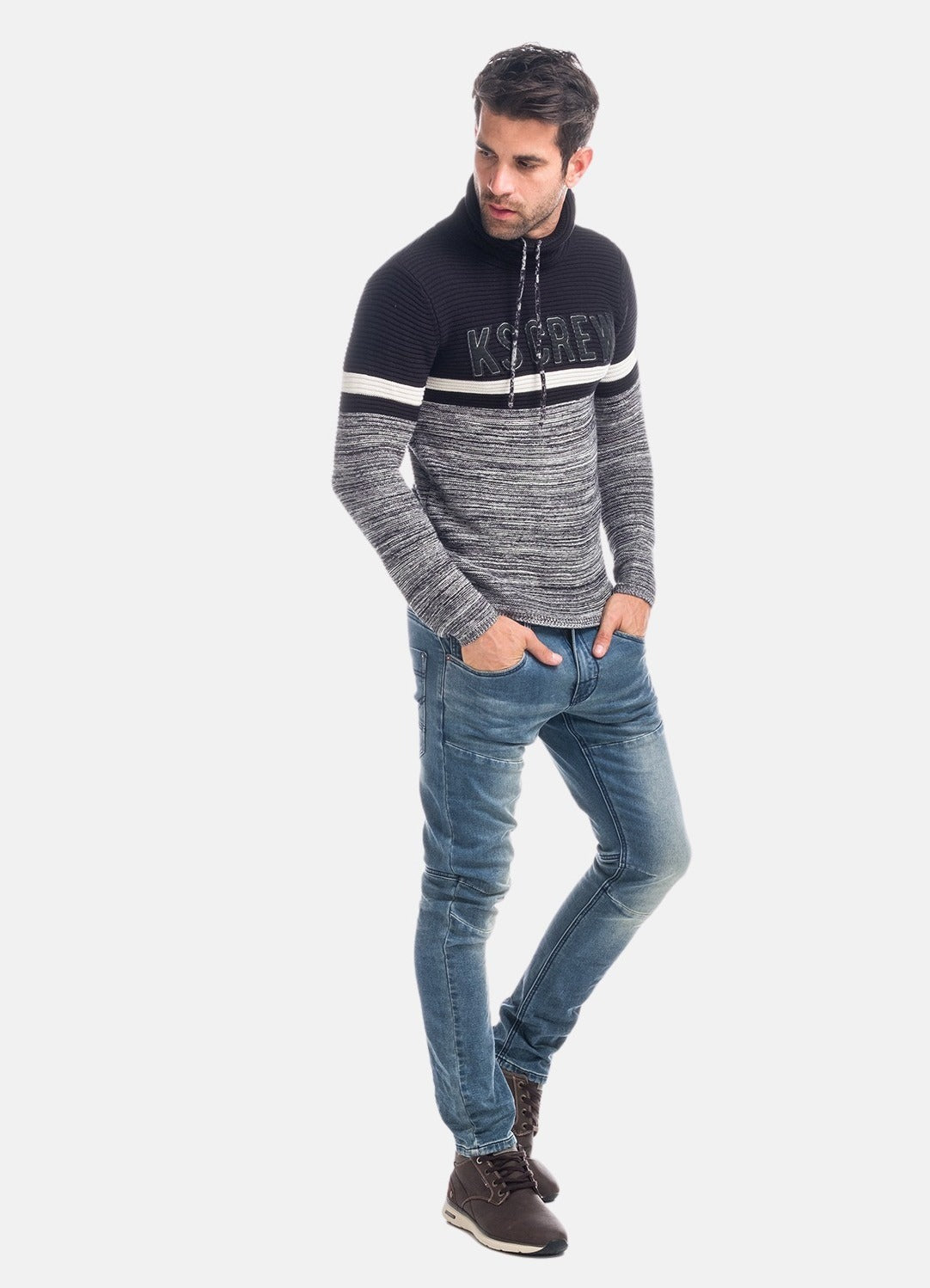 Pull en maille rayée