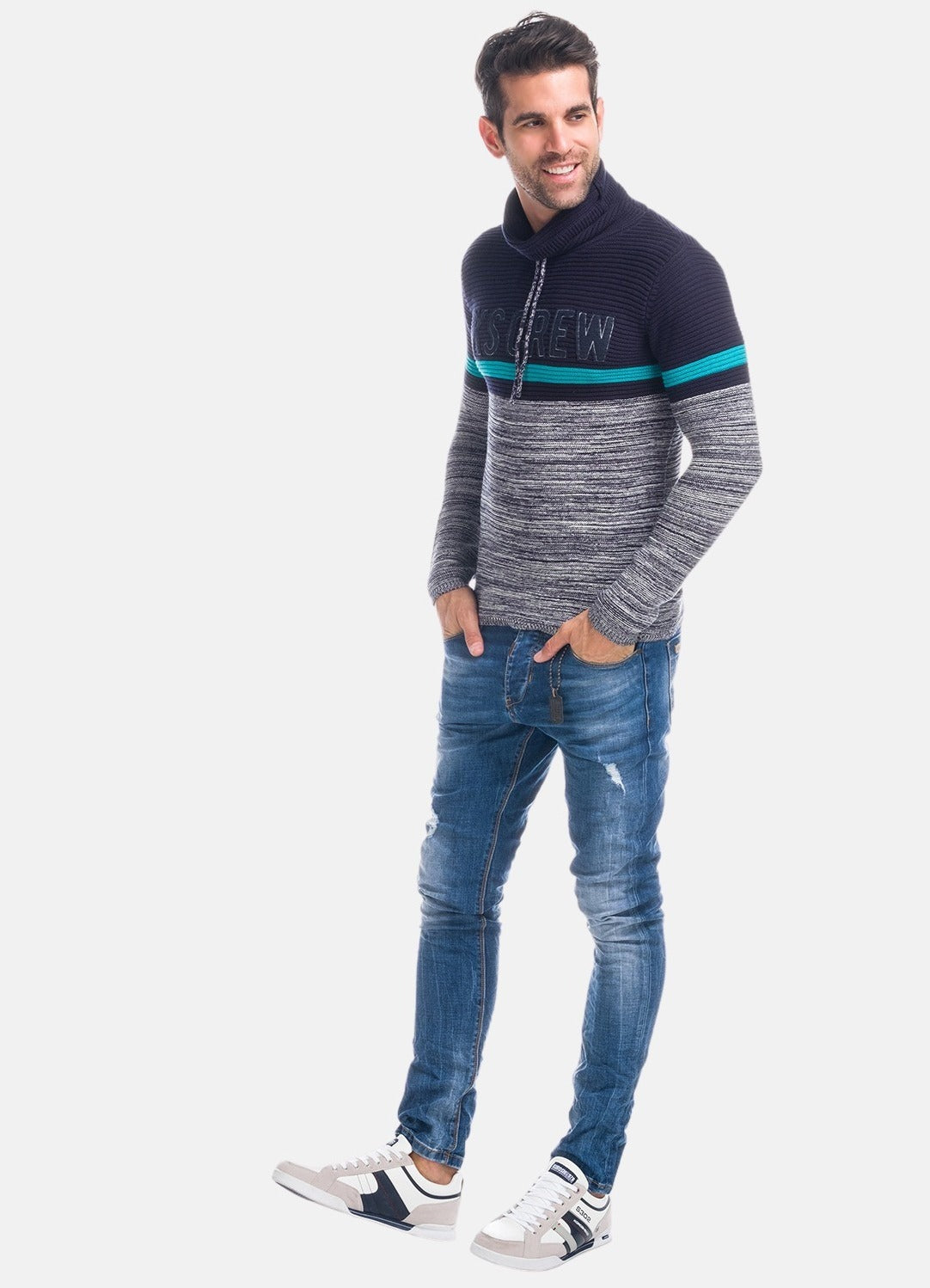 Pull en maille rayée