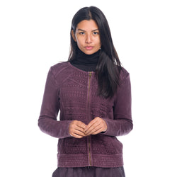Washed-effect zipper sweatshirt jacket for women in wine - Koroshi 1822SU02