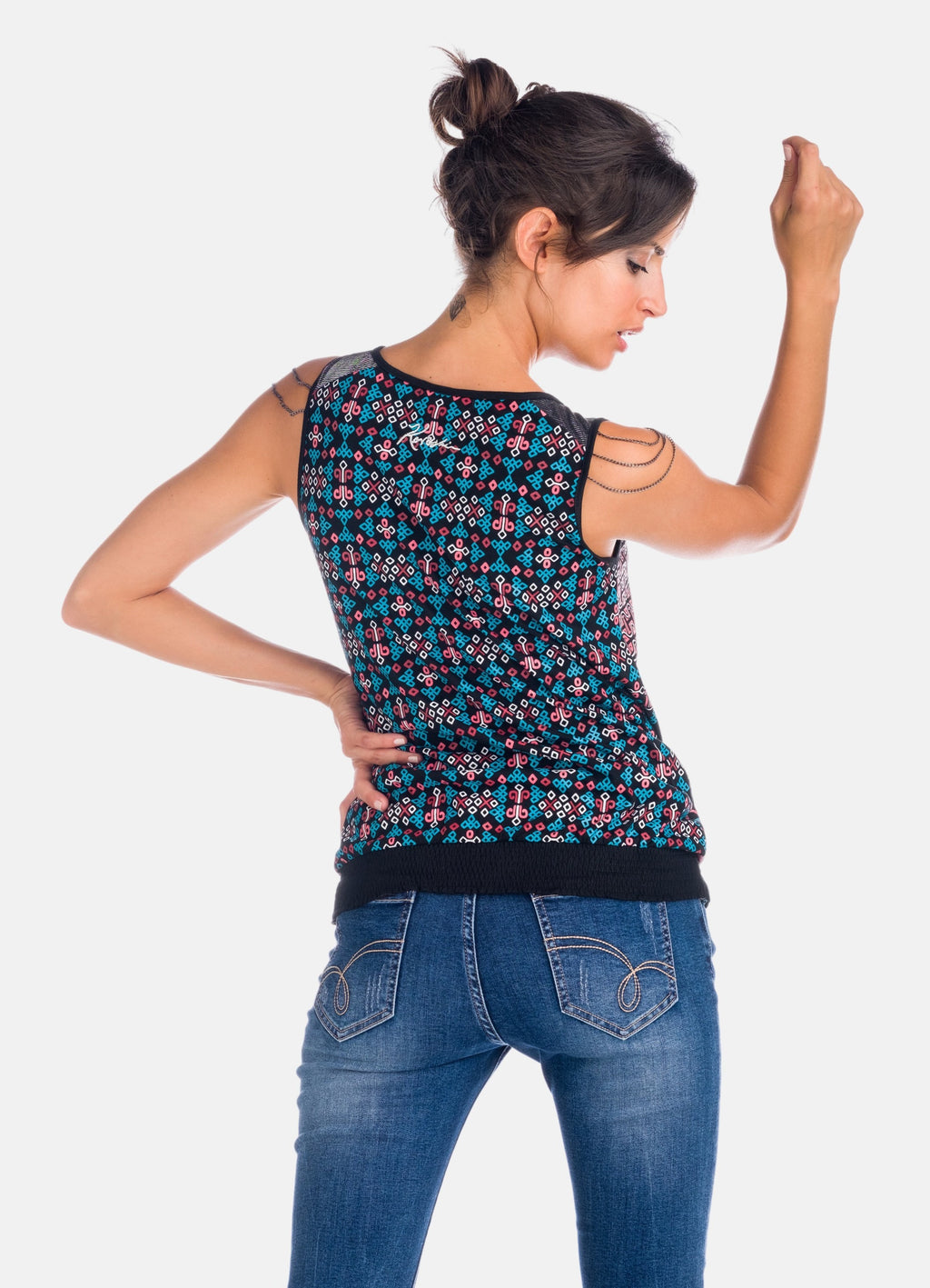 Top imprimé avec détail chaîne