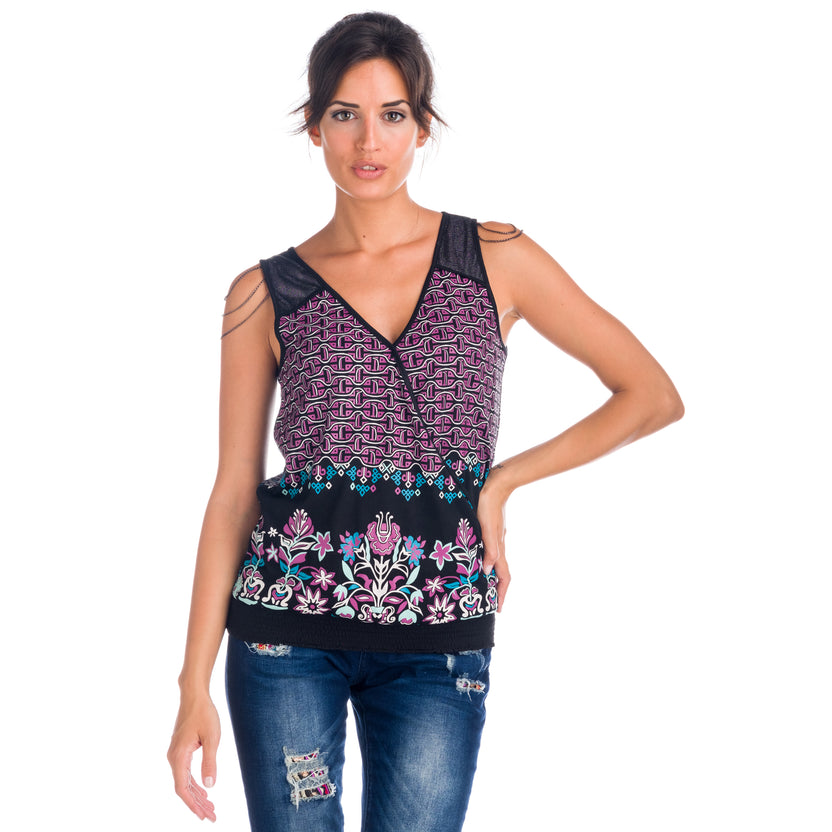Printed top with chain detail