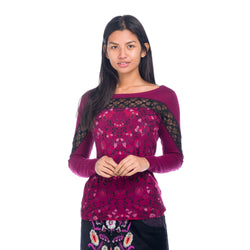 Jersei punt fi estampat floral amb punta dona vi - Koroshi 1822TR29