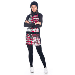 Women's red sleeveless hip cut printed dress - Koroshi 1822VS20