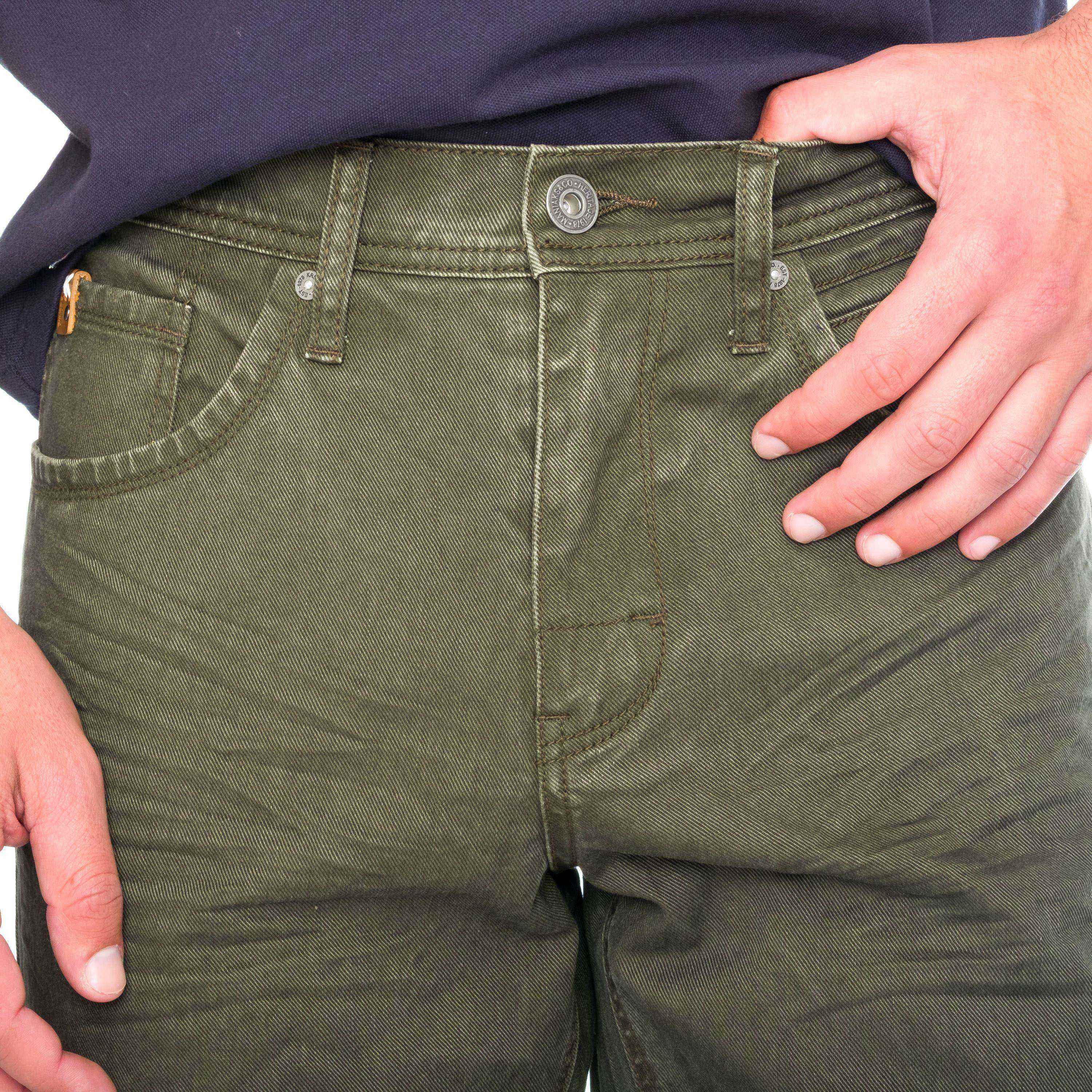 Bermuda homme en coton stretch olive à revers - Koroshi 1911PS01