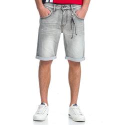 Men's gray washed effect stretch denim shorts - Koroshi 1911PS31