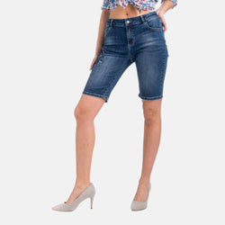 Floral embroidered denim pirate pants for women blue denim - Koroshi 1912PS08