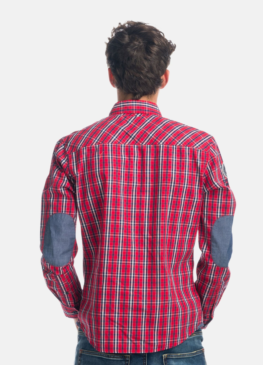 Camisa quadres popelín colzeres màniga llarga home vermella - Koroshi 1921CL54