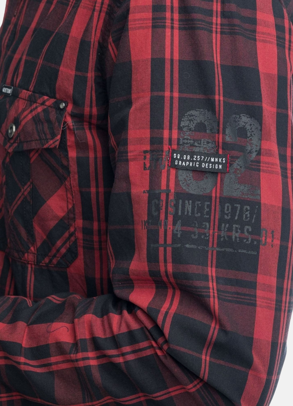 Camisa cuadros popelín charreteras manga larga hombre granate - Koroshi 1921CL55