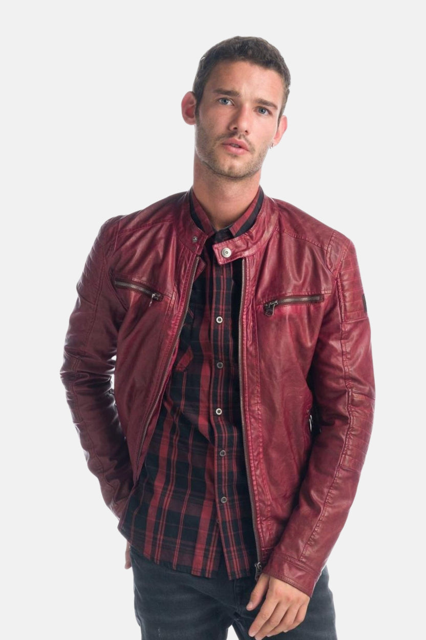 Men's leather effect jacket