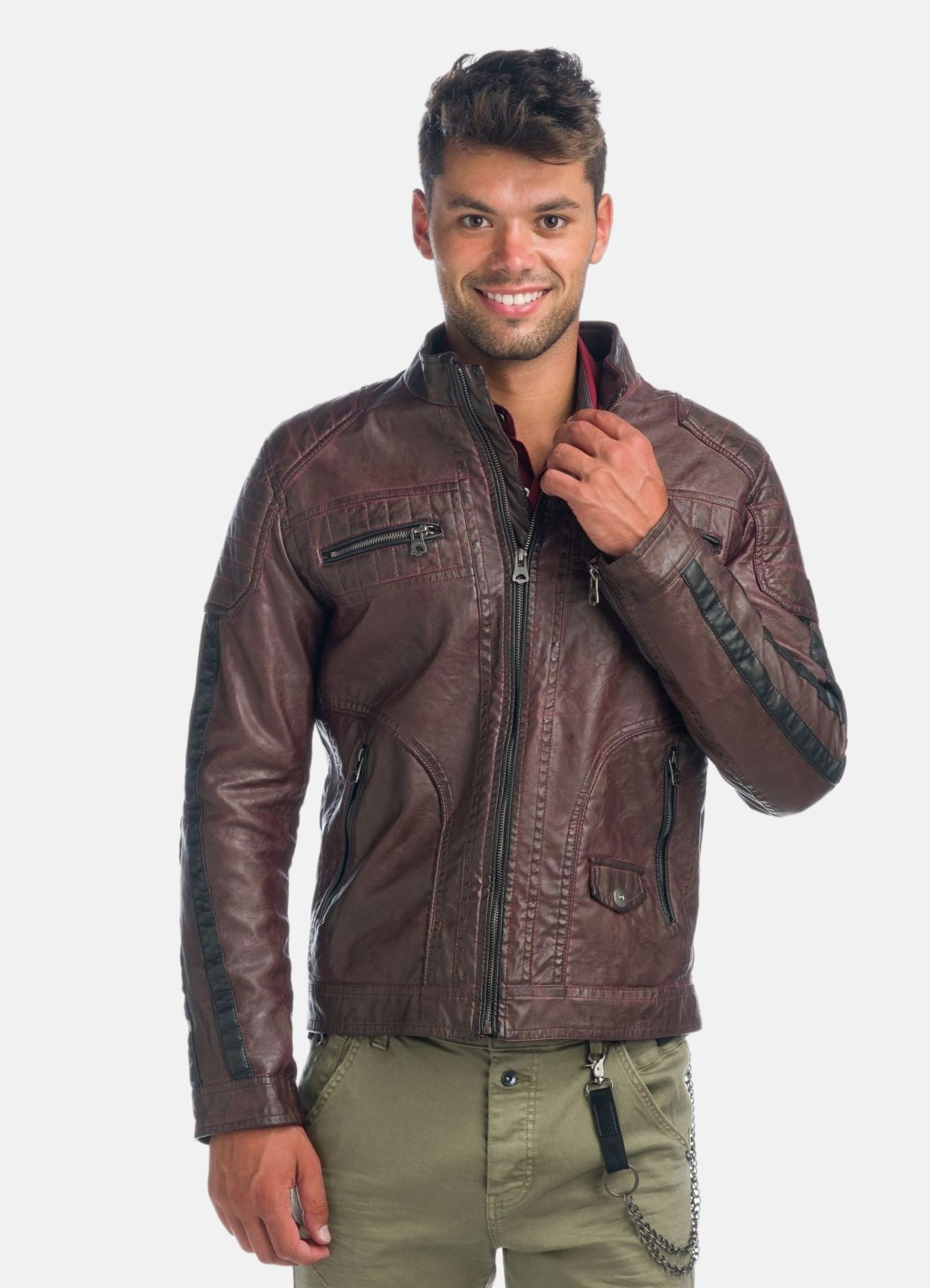 Chaqueta cazadora efecto piel hombre