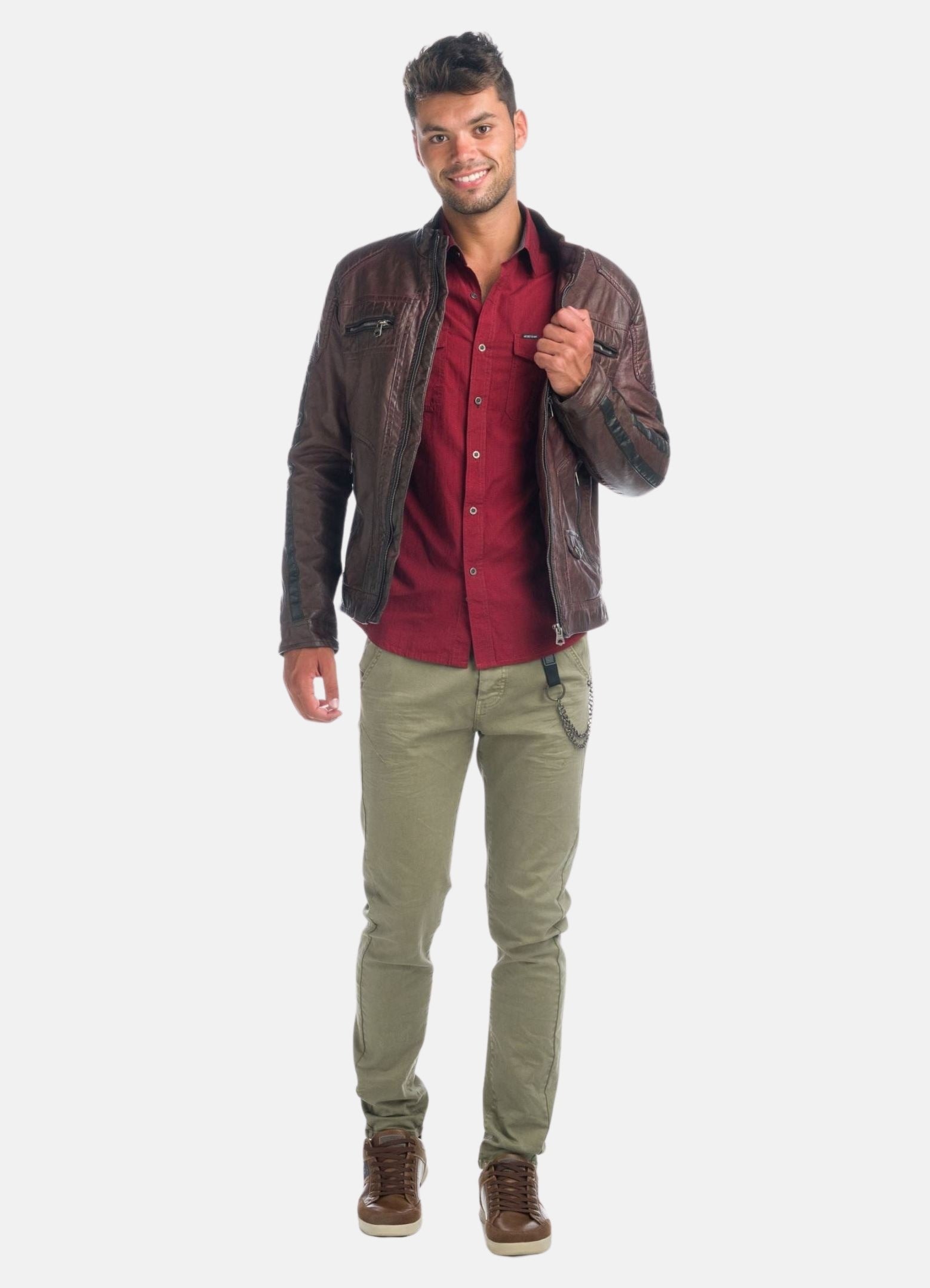 Chaqueta cazadora efecto piel hombre