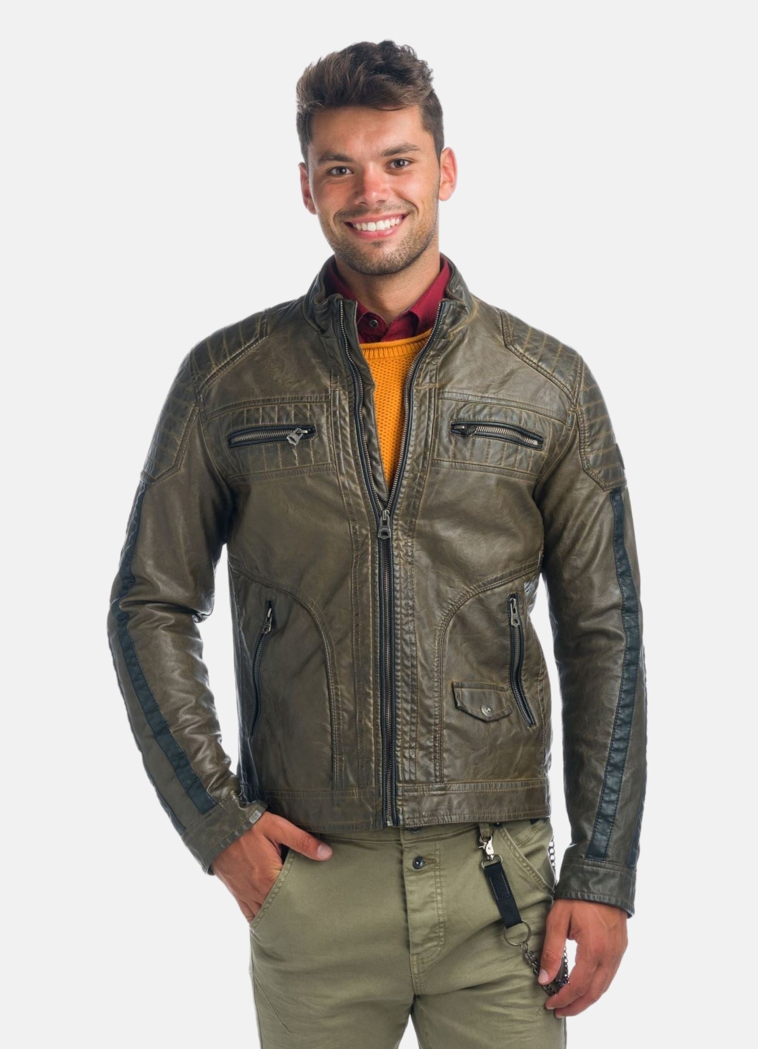 Chaqueta cazadora efecto piel hombre