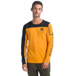 Men's two-tone long-sleeved t-shirt yellow with sleeve pocket detail - Koroshi 1921ML07