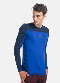 Long-sleeved sports t-shirt with contrasting cuts for men navy - Koroshi 1921ML14