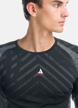 Men's black graphic print raglan sports long-sleeved t-shirt - Koroshi 1921ML15