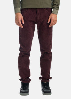 Maroon men's regular straight corduroy pants - Koroshi 1921PT04