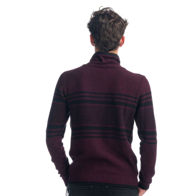 Maglia a righe con collo regolabile e coulisse