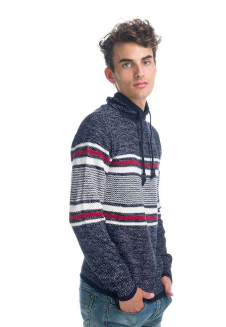 Pull rayé avec col réglable et cordon de serrage