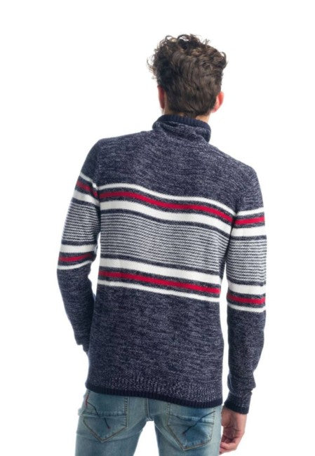 Pull rayé avec col réglable et cordon de serrage