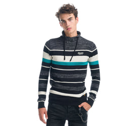Men's mint striped cross-neck knitted sweater - Koroshi 1921TR02