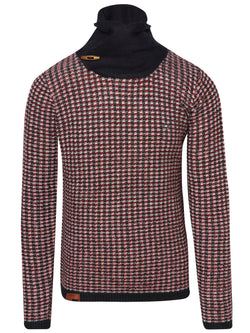 Pull maille fantaisie col montant contrasté rouge homme - Koroshi 1921TR22
