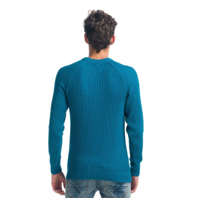 Ribbed and fantasy knit sweater
