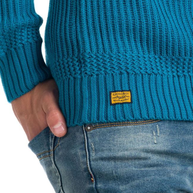 Ribbed and fantasy knit sweater