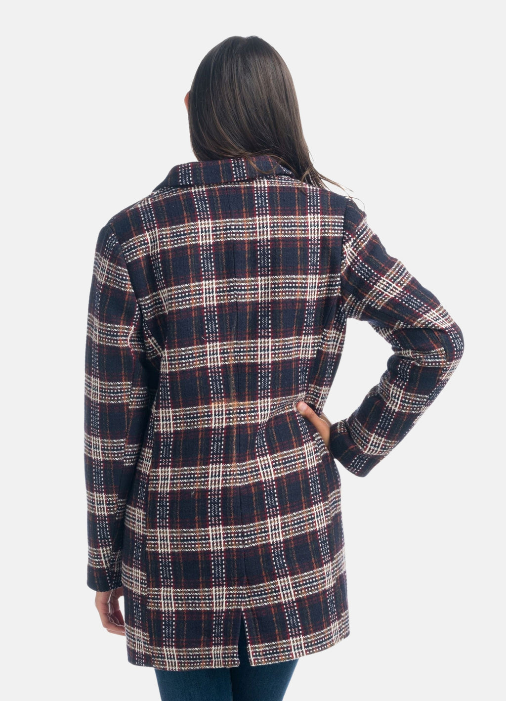 Chaqueta abrigo largo de cuadros mujer koröshi