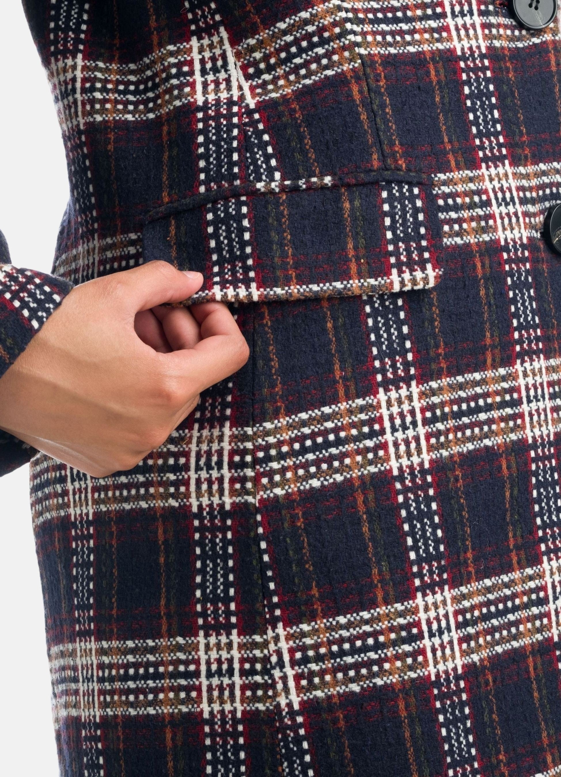 Chaqueta abrigo largo de cuadros mujer koröshi