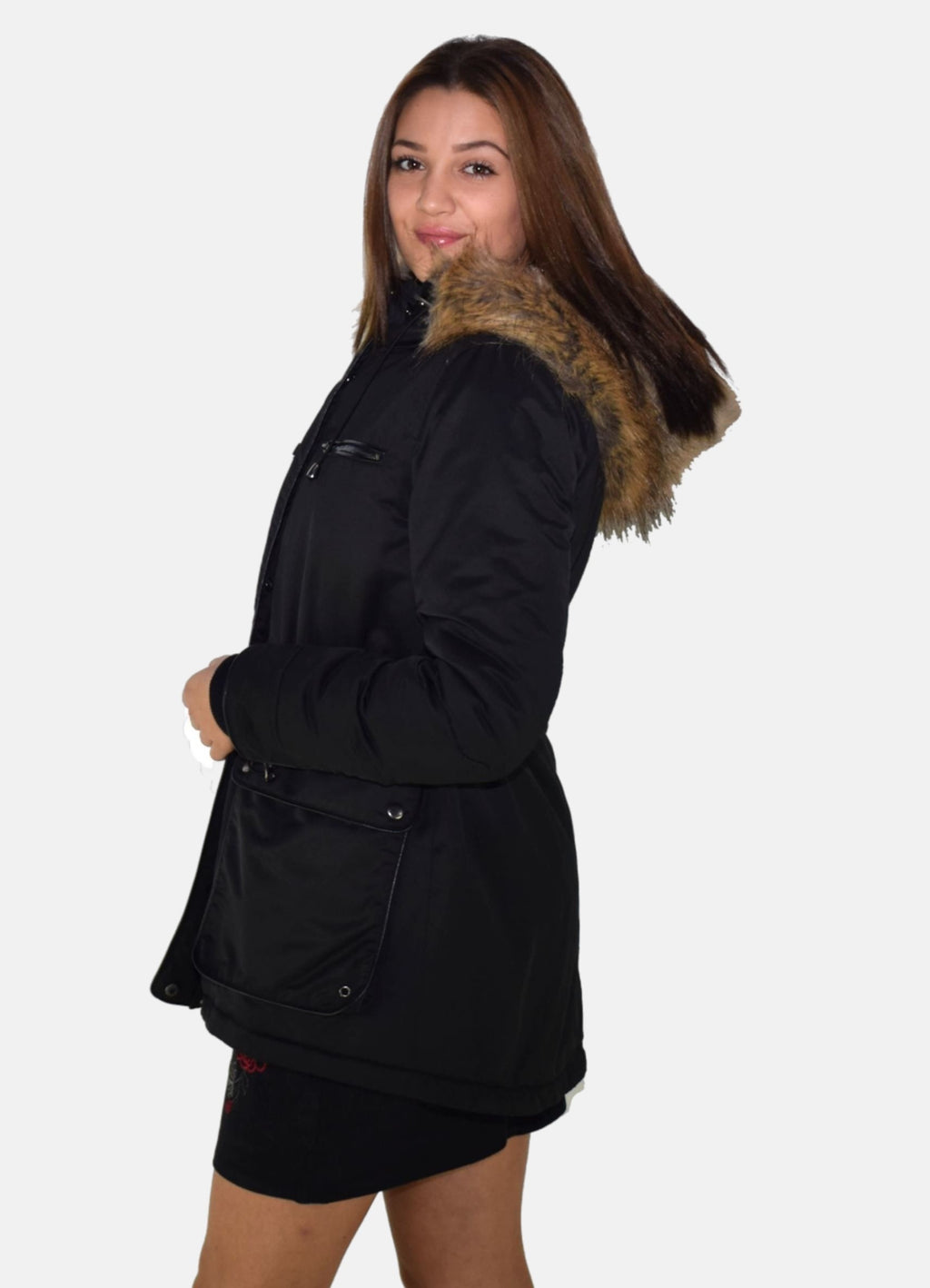 Jacket with fur hood