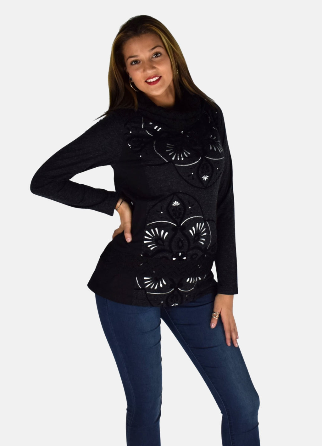 T-shirt à imprimé floqué et métallisé
