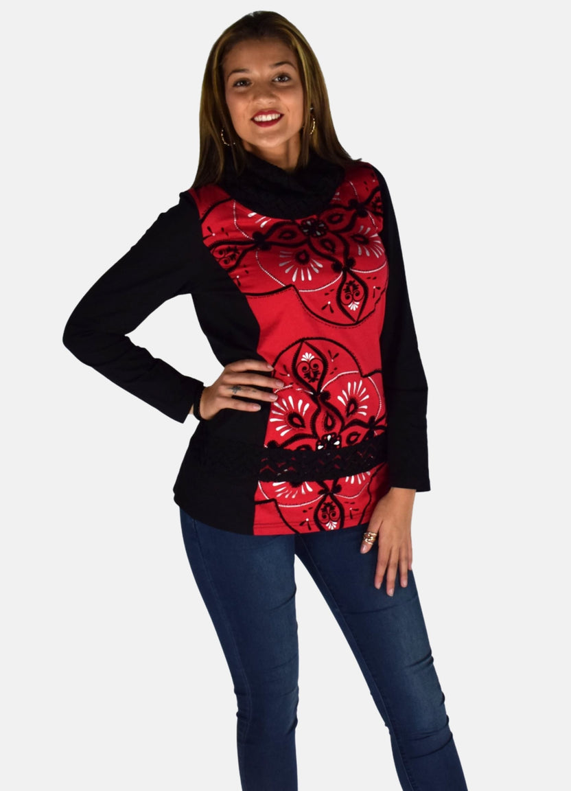T-shirt con stampa floccata e laminata