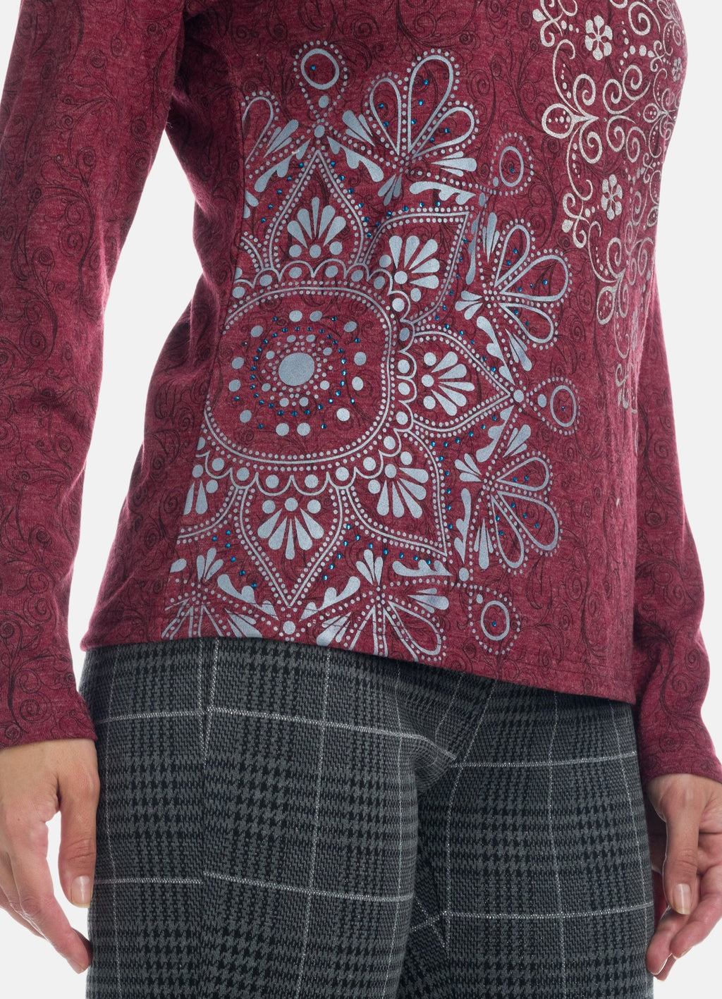 Foil and shiny long sleeve t-shirt