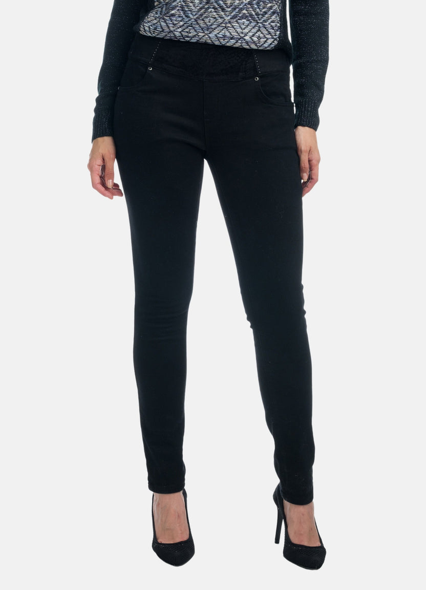 Pantaloni lunghi dritti da donna con stampa floccata