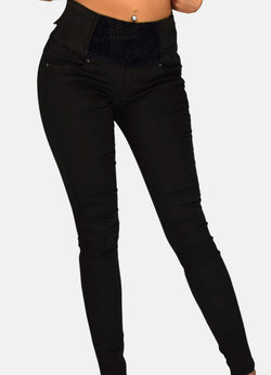 Khaki women's high-waist French terry long pants - Koroshi 1922PT17