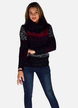 Roter Damen-Rollkragenpullover aus dickem Strick – Koroshi 1922TR03