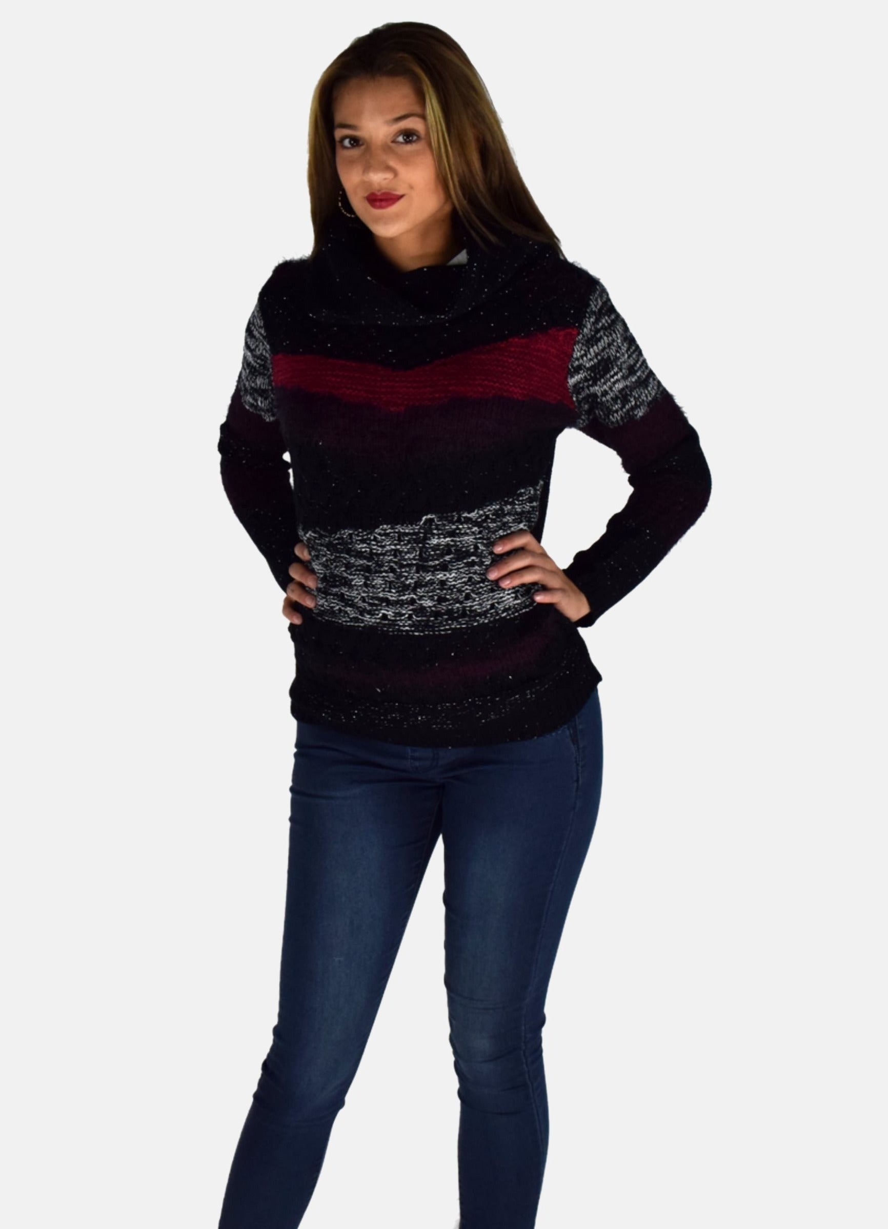Sweater with contrasting cuts